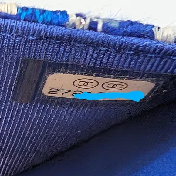 Chanel Blue and White Tweed Wallet on Chain (WOC) with "Lifebuoy" Charm - Picture 14 of 16